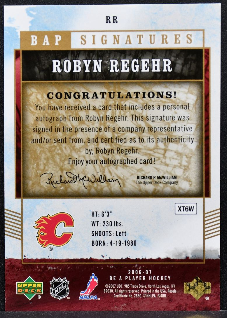2006-07 Upper Deck Be A Player Signatures Robyn Regehr RR Auto 0268