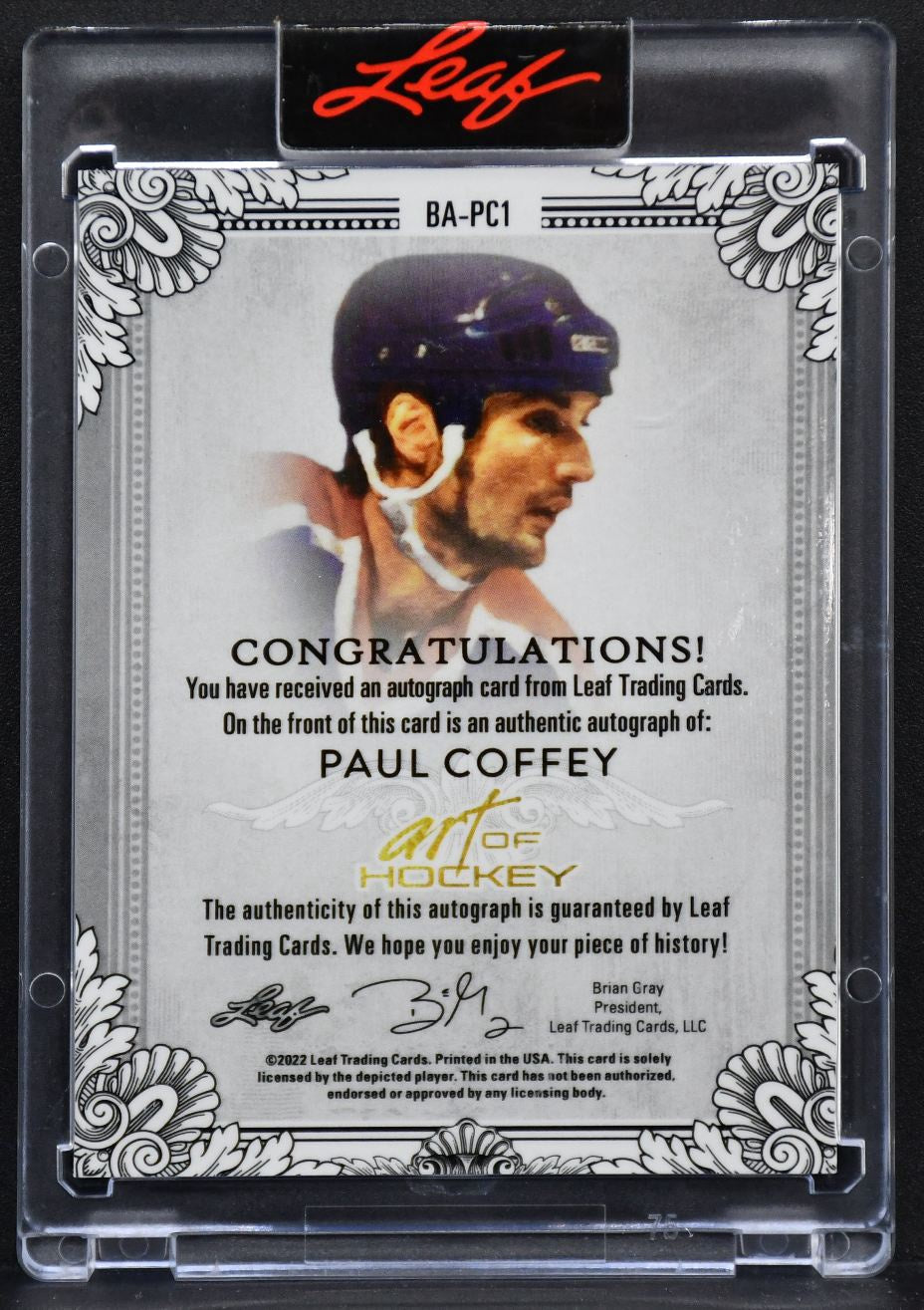 2022-23 Leaf Art of Hockey Paul Coffey BA-PC1 Edmonton Oilers Auto 2/3