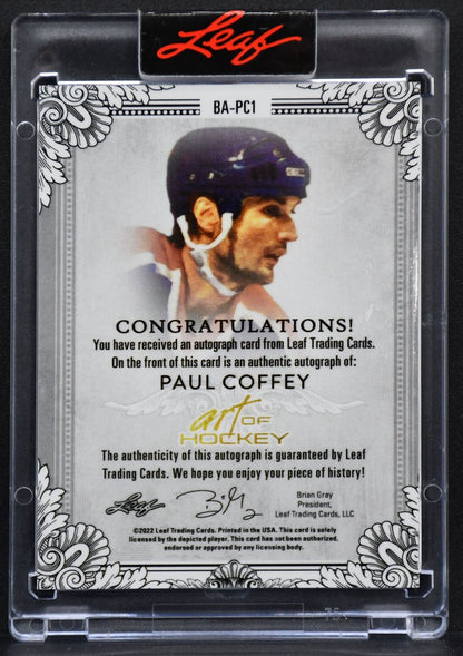 2022-23 Leaf Art of Hockey Paul Coffey BA-PC1 Edmonton Oilers Auto 2/3