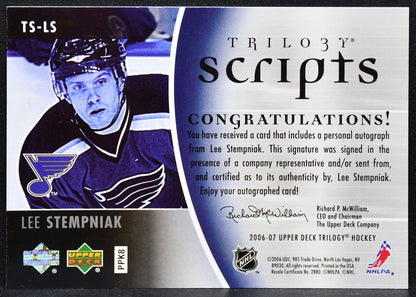 2006-07 Upper Deck Trilogy Scripts Lee Stempniak TS-LS St. Louis Blues Auto 2001