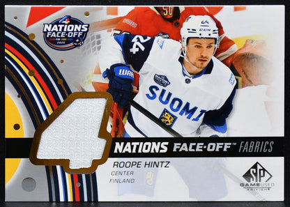 2025-26 SP Game Used 4 Nations Face Off Fabrics Hintz 4N-RH Finland Jersey 3060
