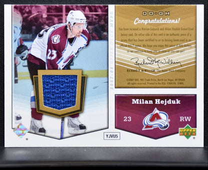 2007-08 UD MVP One on One Dual Memorabilia Gaborik/Hejduk Jersey 5869