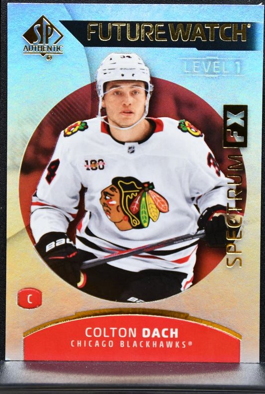 2025-26 SP Authentic Future Watch Level 1 Spectrum FX Dach Blackhawks RC 9728