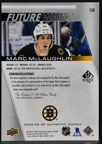 2022-23 SP Authentic Future Watch Autographed Marc McLaughlin 130 RC Auto /999