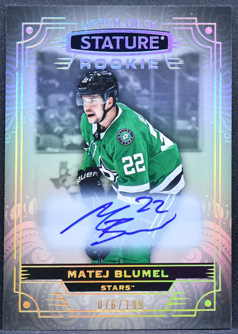 2022-23 UD Stature Rookie Auto Matej Blumel 113 Stars RC Auto 076/199 7474