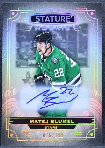 2022-23 UD Stature Rookie Auto Matej Blumel 113 Stars RC Auto 076/199 7474