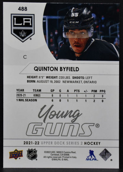 2021-22 Upper Deck Series 2 Young Guns Quinton Byfield 488 Los Angeles Kings RC 2128