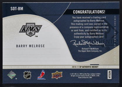 2010-11 SP Authentic Sign of the Times Barry Melrose SOT-BM Auto