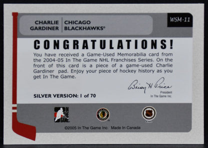 2004-05 ITG Franchises US West Memorabilia Gardiner Blackhawks Goalie Pad 3466