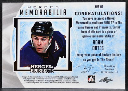 2016-17 Leaf ITG Heroes and Prospects Heroes Memorabilia Oates Jersey 8537