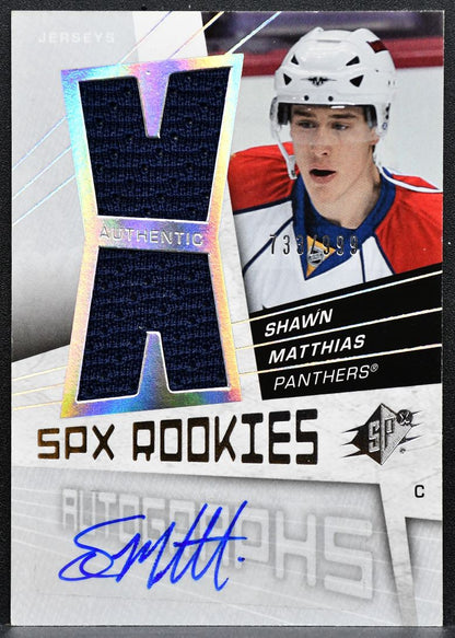 2008-09 SPx Rookie Auto Jersey Shawn Matthias 168 Florida Panthers RC Auto 5821