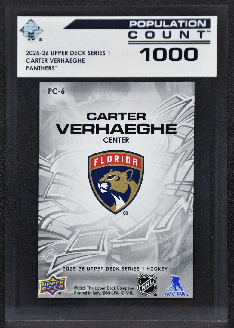 2025-26 UD Series 1 Population Count 1000 Carter Verhaeghe PC-6 Florida Panthers 6040