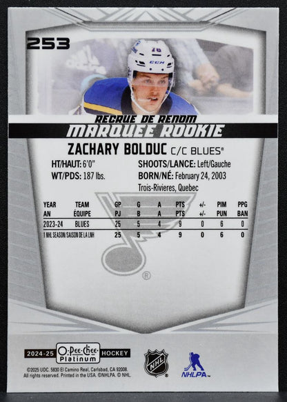 2024-25 O-Pee-Chee Platinum Marquee Rookie Zachary Bolduc 253 Blues RC 1372