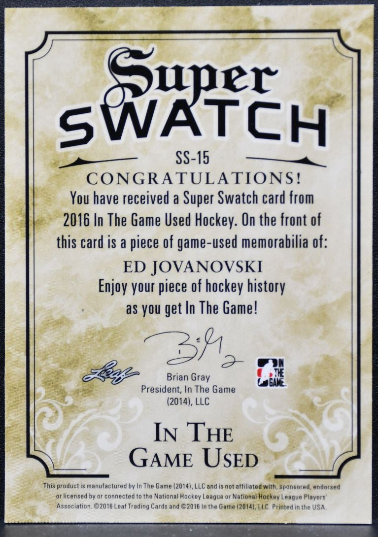 2016-17 Leaf In The Game Used Super Swatch Silver Ed Jovanovski /45 Jersey 8839