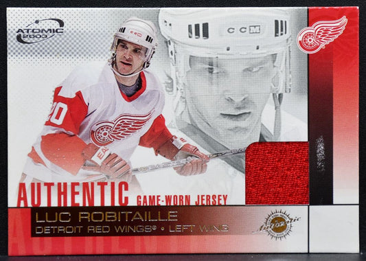 2002-03 Pacific Atomic Jersey Red Luc Robitaille 9 Detroit Red Wings Jersey 0042