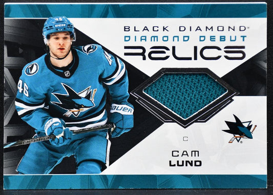 25-26 UD Black Diamond Debut Relics Jersey Cam Lund San Jose Sharks RC Jersey 3590