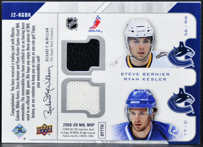 2008-09 UD MVP Two on Two Jerseys Gaborik/Koivu/Bernier/Kesler Jersey 2172