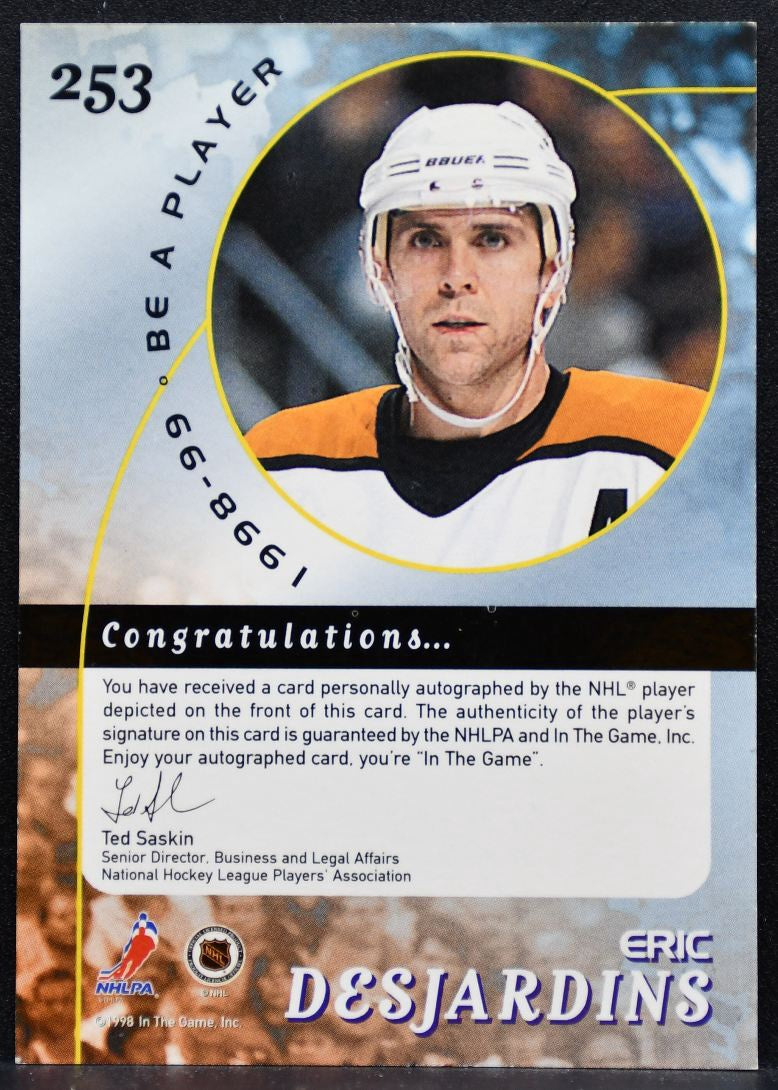 1998-99 In The Game Be a Player Autographs Eric Desjardins 253 Flyers Auto 6235