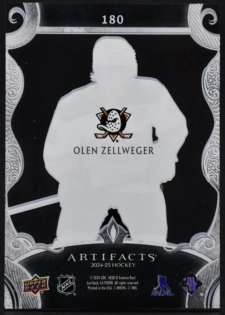 2024-25 UD Artifacts Olen Zellweger 180 Anaheim Ducks RC