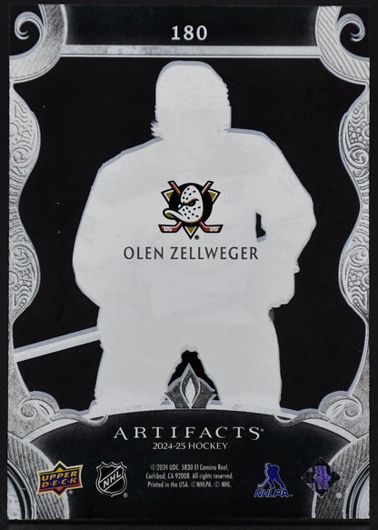 2024-25 UD Artifacts Olen Zellweger 180 Anaheim Ducks RC