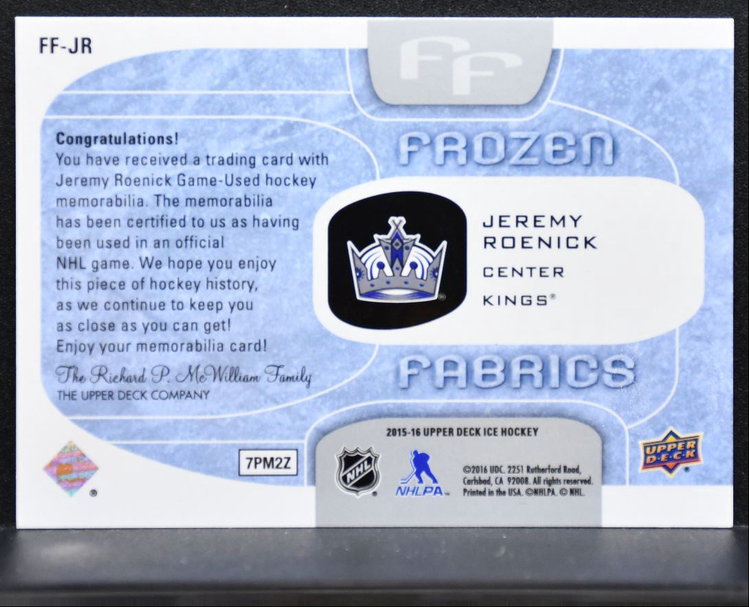 2015-16 Upper Deck Ice Frozen Fabrics Jeremy Roenick FF-JR Kings Jersey 2363