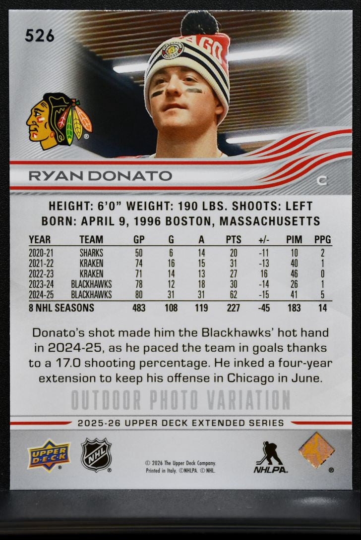2025-26 UD Extended Series Outdoor Photo Variation Ryan Donato Blackhawks 7467