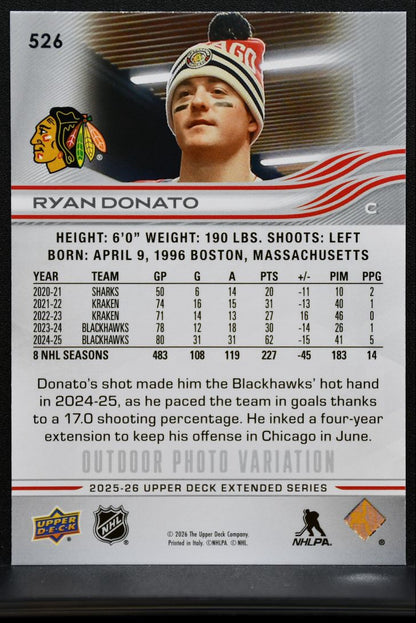 2025-26 UD Extended Series Outdoor Photo Variation Ryan Donato Blackhawks 7467