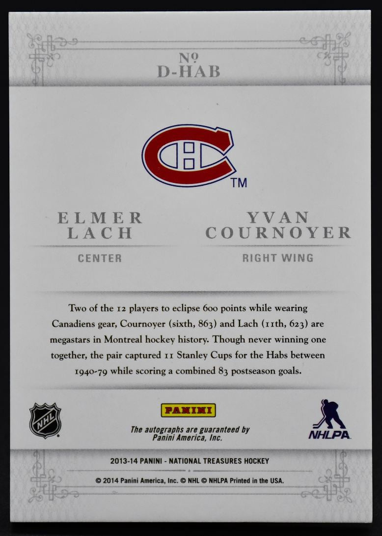 Carte double autographe Lach/Cournoyer 2013-14 Panini National Treasures 055/100