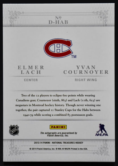 Carte double autographe Lach/Cournoyer 2013-14 Panini National Treasures 055/100