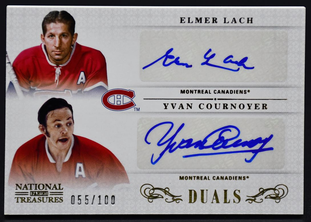 Carte double autographe Lach/Cournoyer 2013-14 Panini National Treasures 055/100