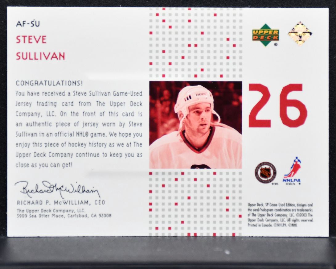 2002-03 SP Game Used Authentic Fabrics Steve Sullivan 115/225 Jersey 3957