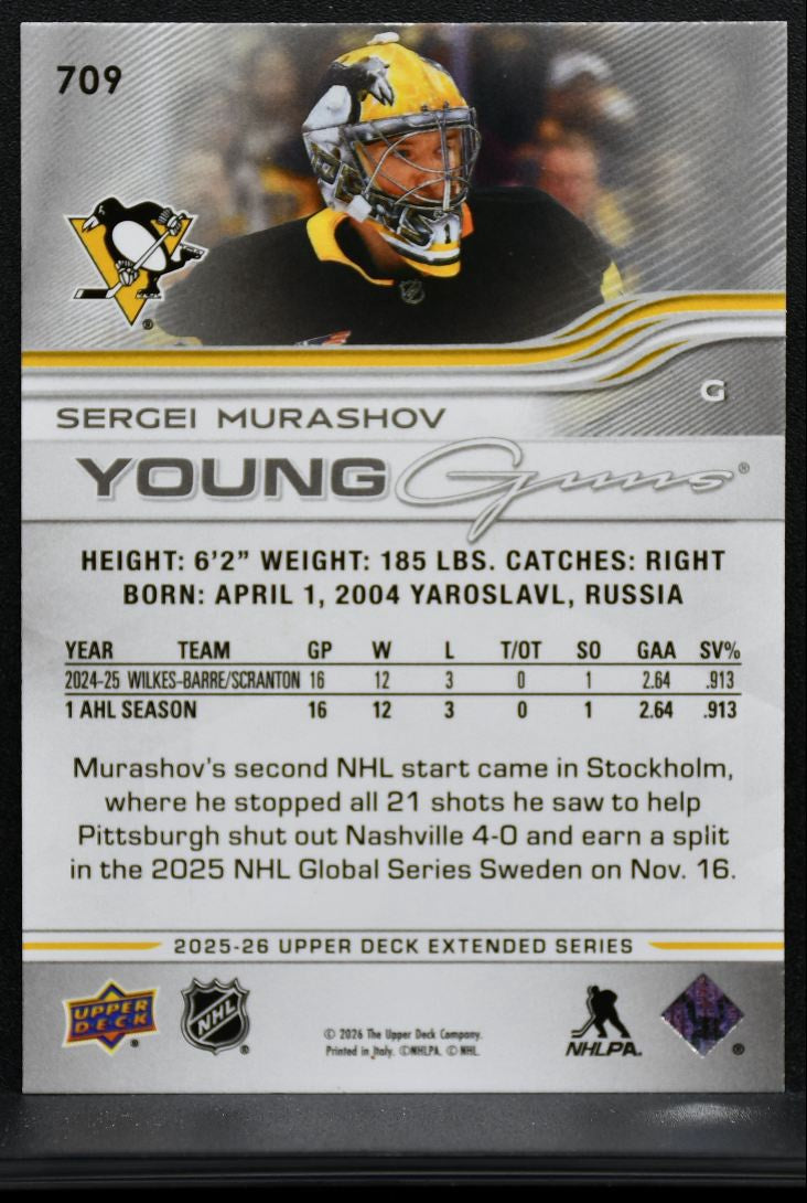 2025-26 Upper Deck Extended Series Young Guns Sergei Murashov Penguins RC 9027