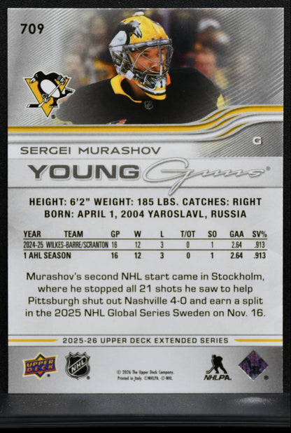 2025-26 Upper Deck Extended Series Young Guns Sergei Murashov Penguins RC 9027