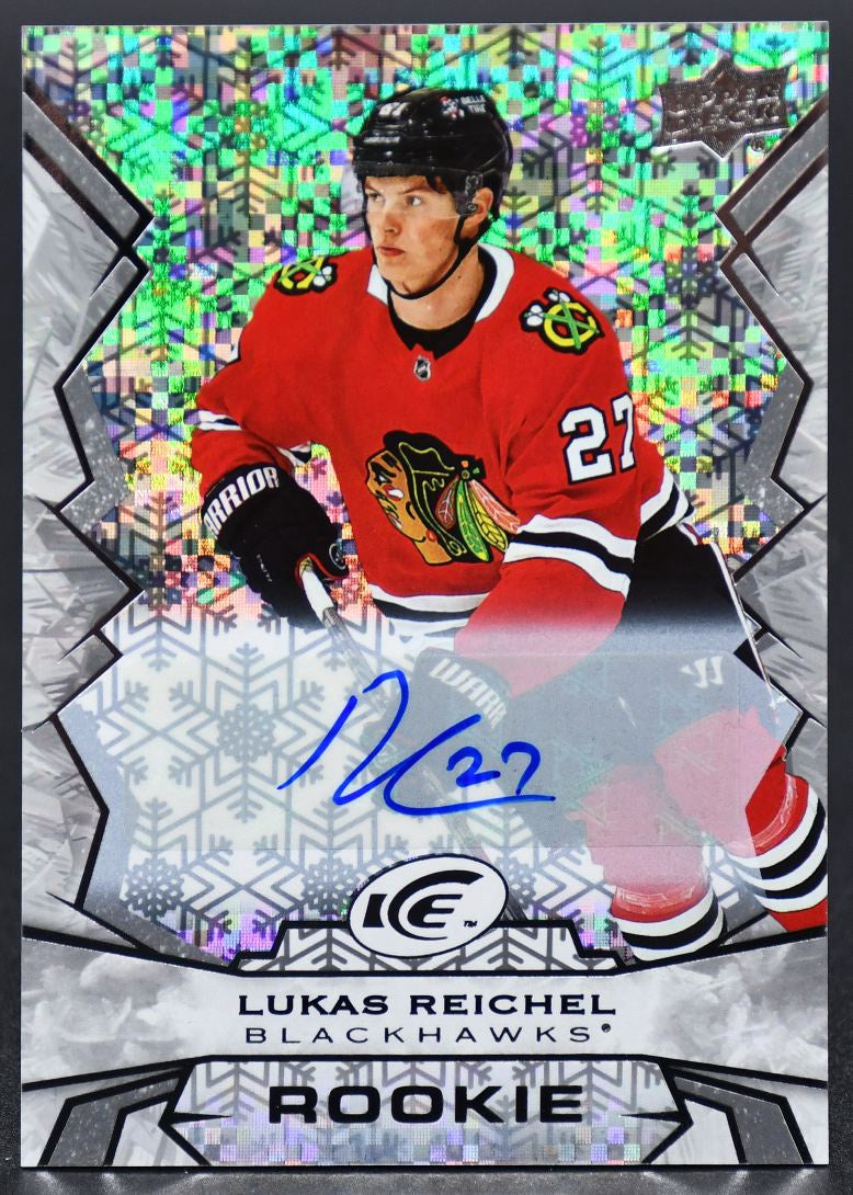 2022-23 UD Ice Lukas Reichel 144 Chicago Blackhawks RC Auto