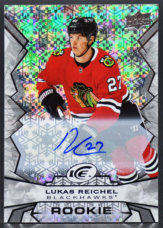 2022-23 UD Ice Lukas Reichel 144 Chicago Blackhawks RC Auto