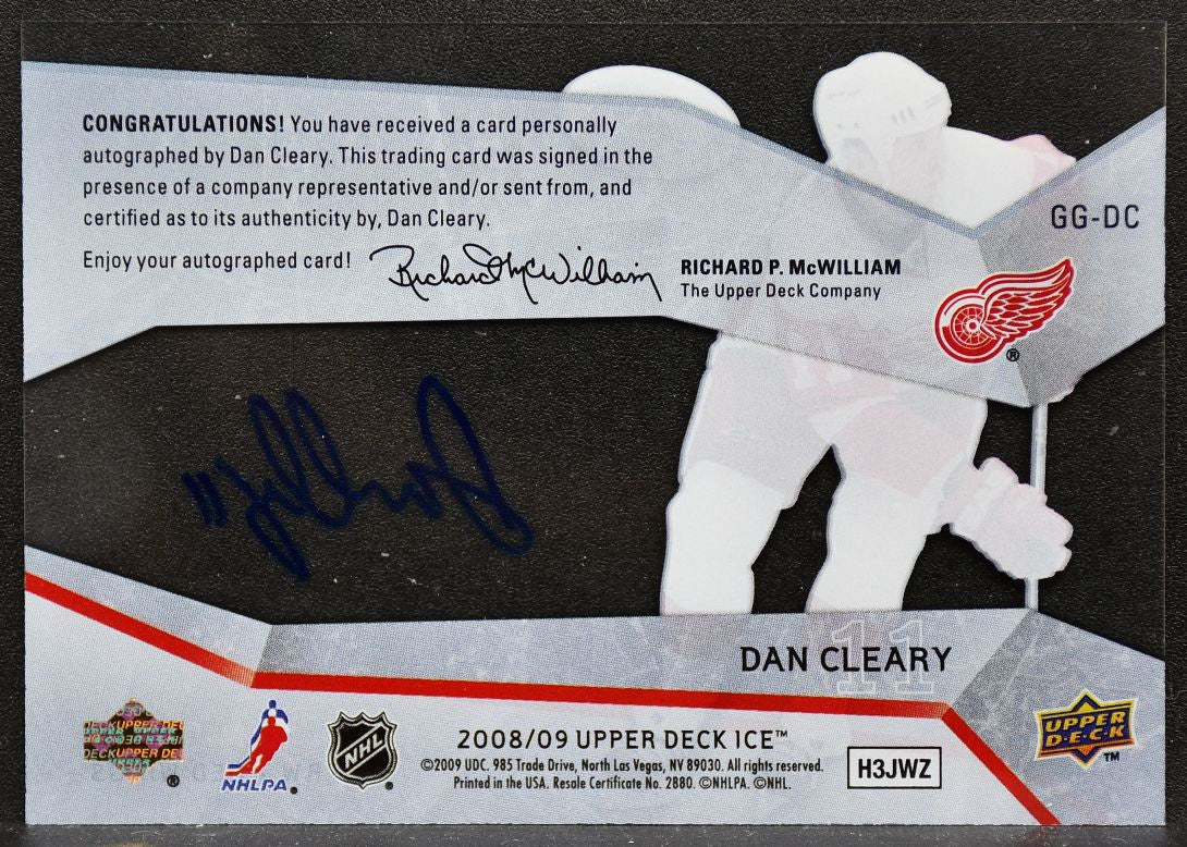 2008-09 Upper Deck Ice Glacial Graphs Daniel Cleary GG-DC Auto 2880