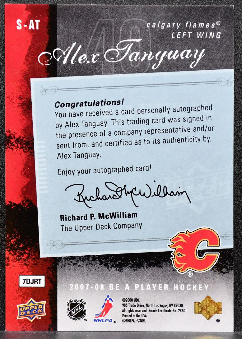 2007-08 Upper Deck Be a Player Signatures Alex Tanguay S-AT Flames Auto 0101