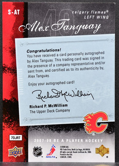 2007-08 Upper Deck Be a Player Signatures Alex Tanguay S-AT Flames Auto 0101