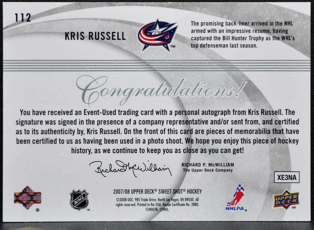 2007-08 UD Sweet Shot Rookie Jerseys Autographs Russell RC Auto /100 Patch 7246