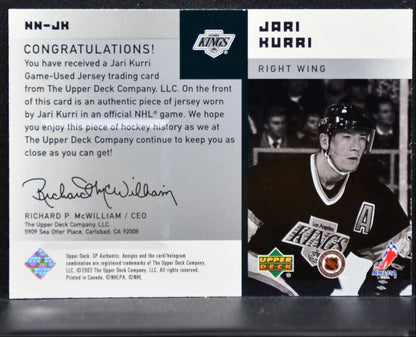 2001-02 SP Authentic Notable Numbers Jari Kurri NN-JK Kings 228/601 Jersey 2301