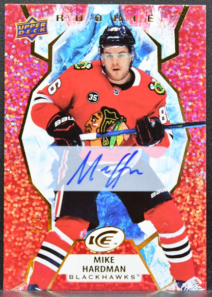 2021-22 UD Ice Rookie Autographs Red Mike Hardman Blackhawks RC Auto 7002