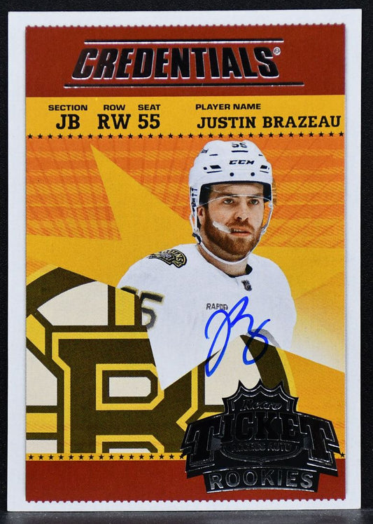 2024-25 UD Credentials Retro Ticket Access Auto Rookies Justin Brazeau RTAR-BR