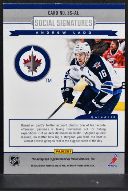 2012-13 Panini Totally Certified Social Signatures Andrew Ladd Jets Auto 3810