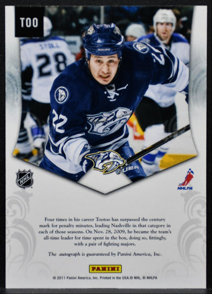 2011-12 Panini Private Signings Jordin Tootoo TOO Nashville Predators Auto 9458
