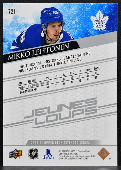 2020-21 UD Extended Series Young Guns Variante Francaise Lehtonen RC 2812