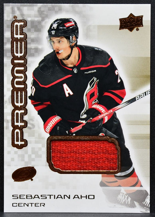 2024-25 Upper Deck Premier Bronze Jersey Sebastian Aho 20 Hurricanes Jersey 6296