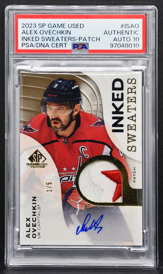2023-24 SP Game Used Inked Sweaters Patch Alex Ovechkin IS-AO Auto 1/5 PSA