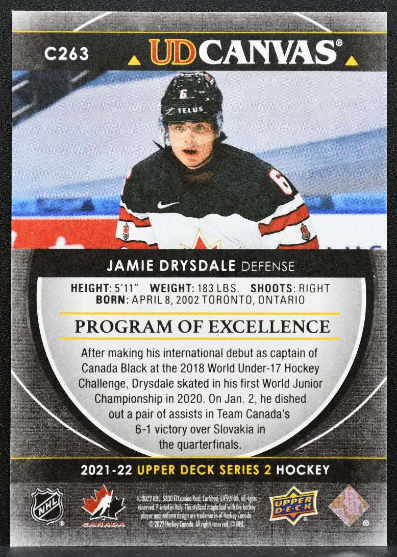 2021-22 UD Series 2 UD Canvas Program of Excellence Black Drysdale Canada 8969