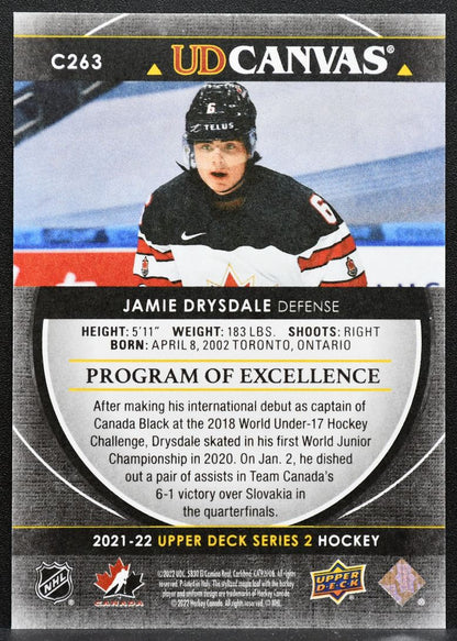 2021-22 UD Series 2 UD Canvas Program of Excellence Black Drysdale Canada 8969