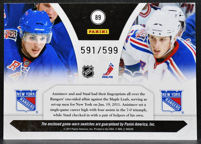 2010-11 Panini Luxury Suite Jersey Marc Staal/Artem Anisimov Rangers Jersey 5548